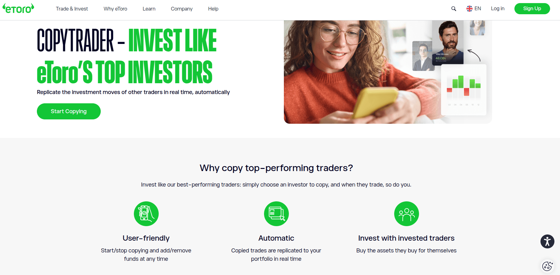 Copy trading at eToro - screenshot
