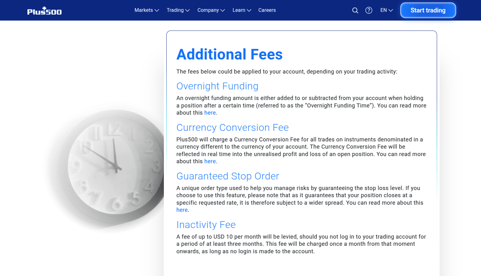 GSLO and Inactivity fees at broker Plus500