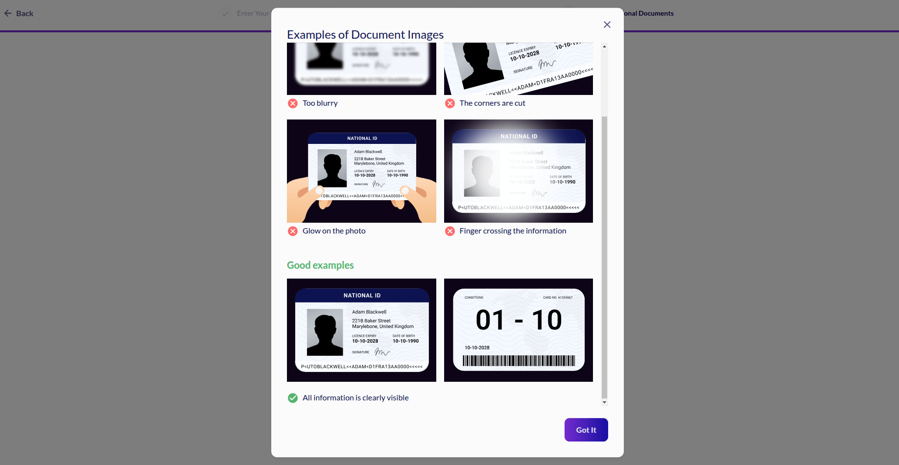 Example of good versus bad ID photos