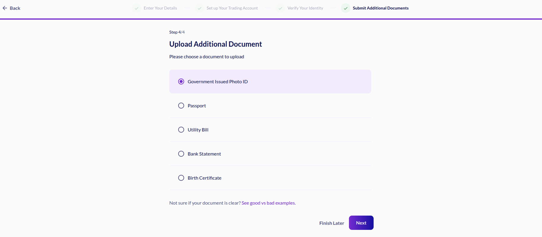 Identity documents accepted by broker Fusion Markets