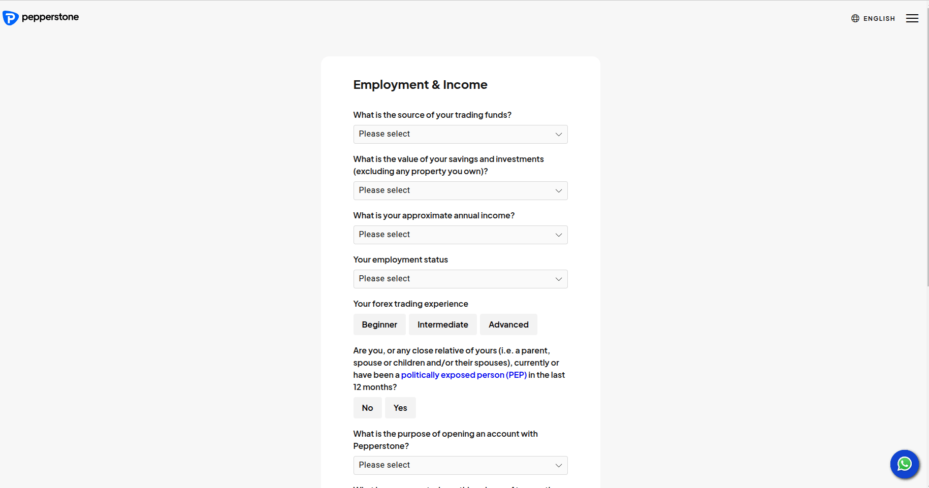 Pepperstone Employment and Income Tes