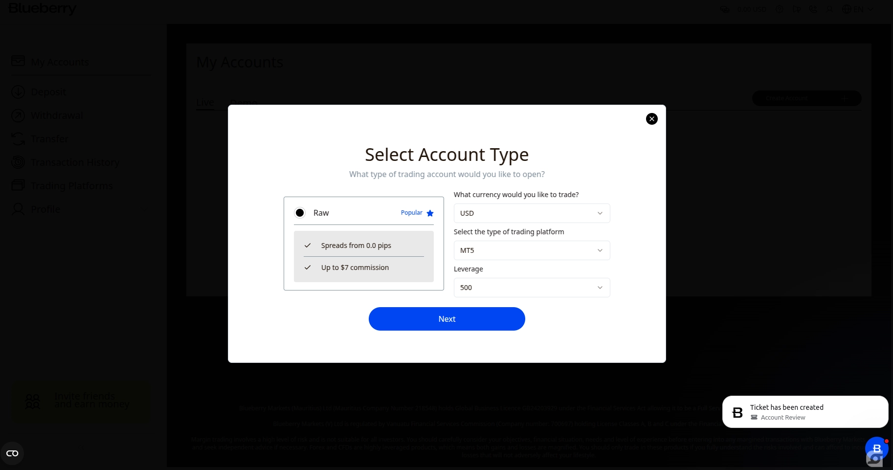 Blueberry Markets Registration Step 7