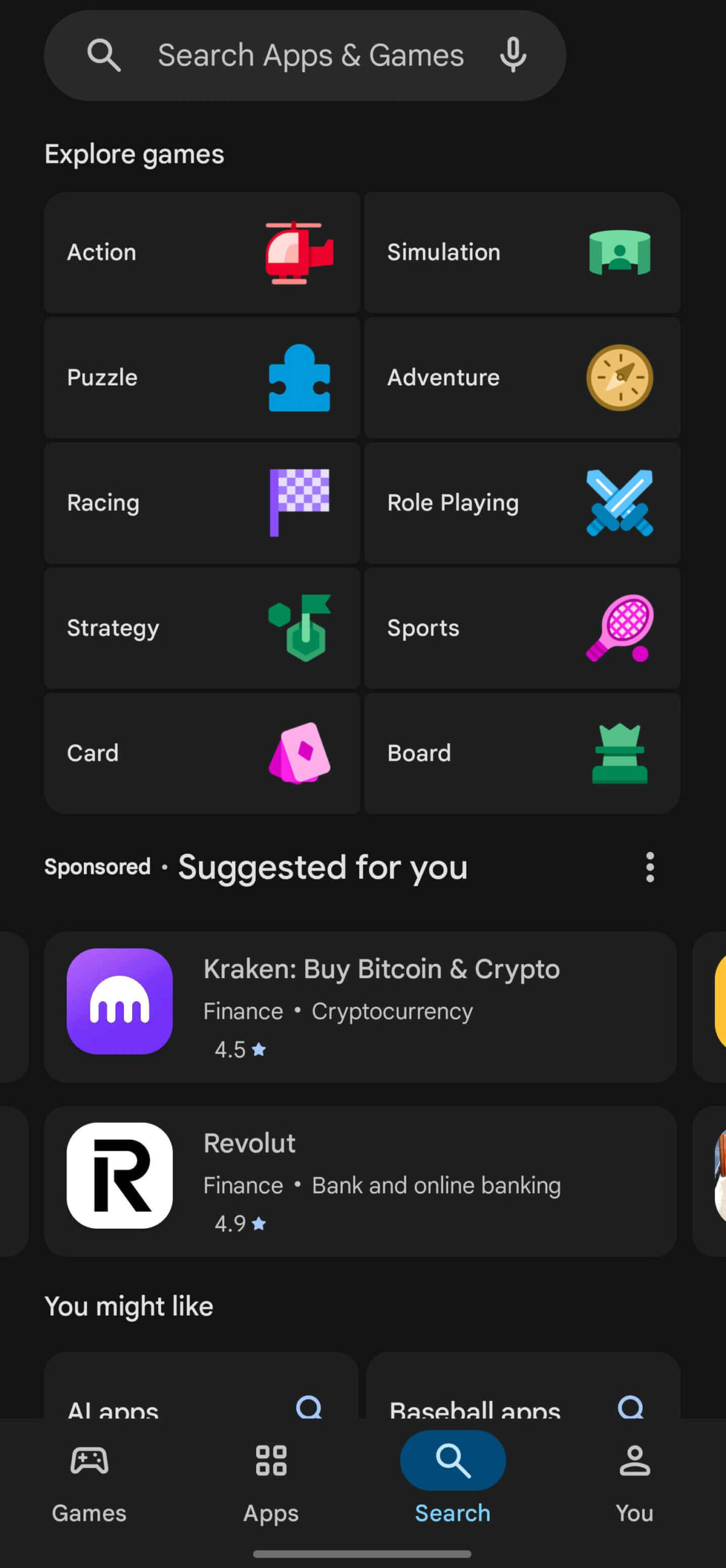 Google Play home page screenshot