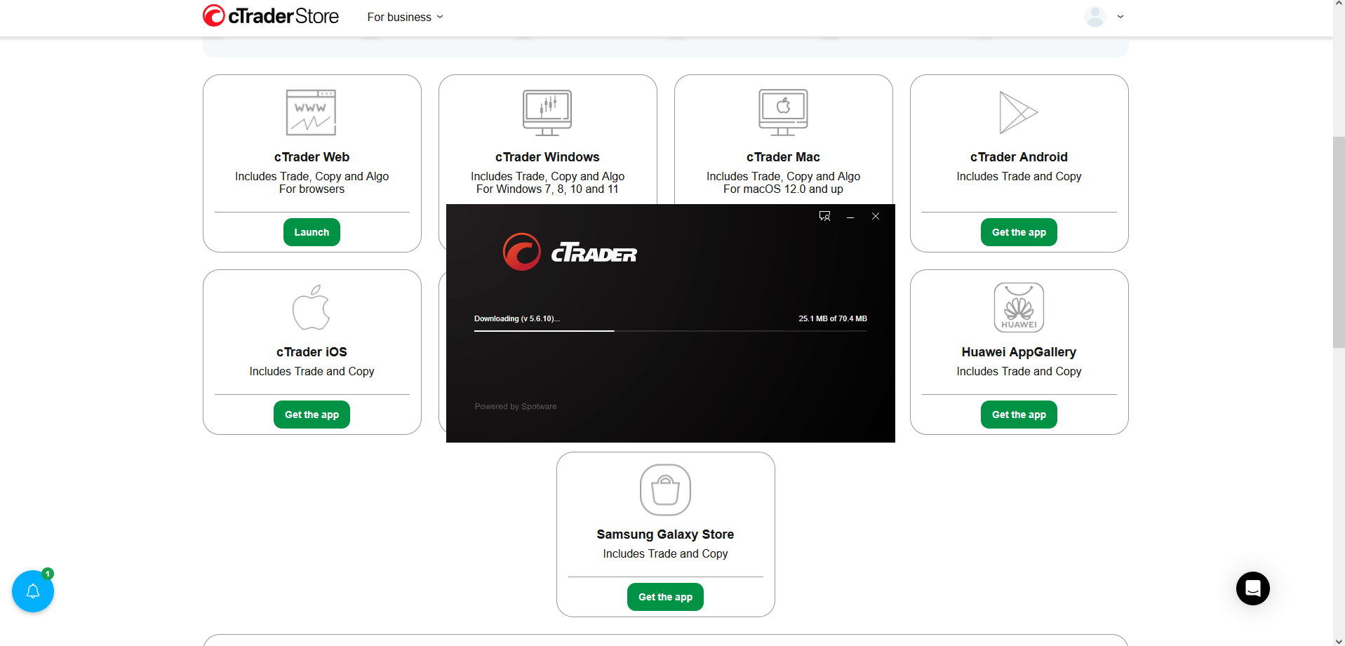 cTrader setup file for windows