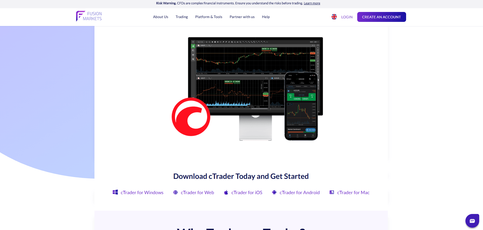 Fusion Markets cTrader download page