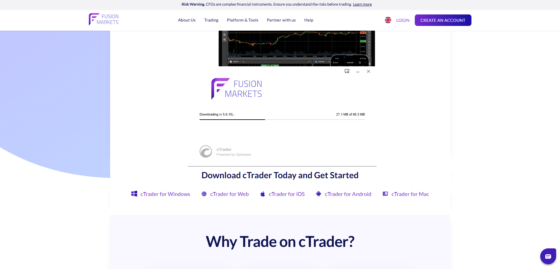 Downloading cTrader for Windows