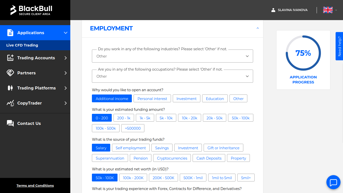 BlackBull Markets Registration Step 6