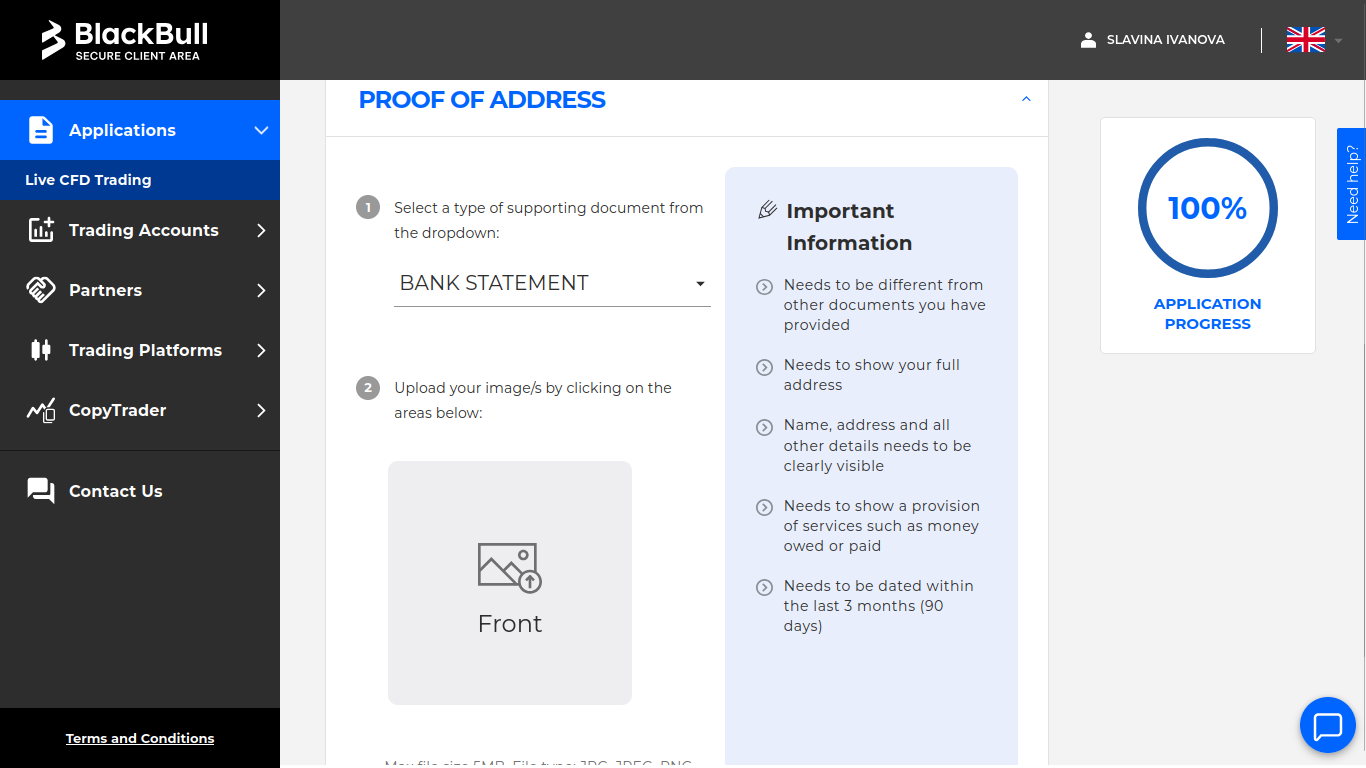 BlackBull Markets Registration Step 8
