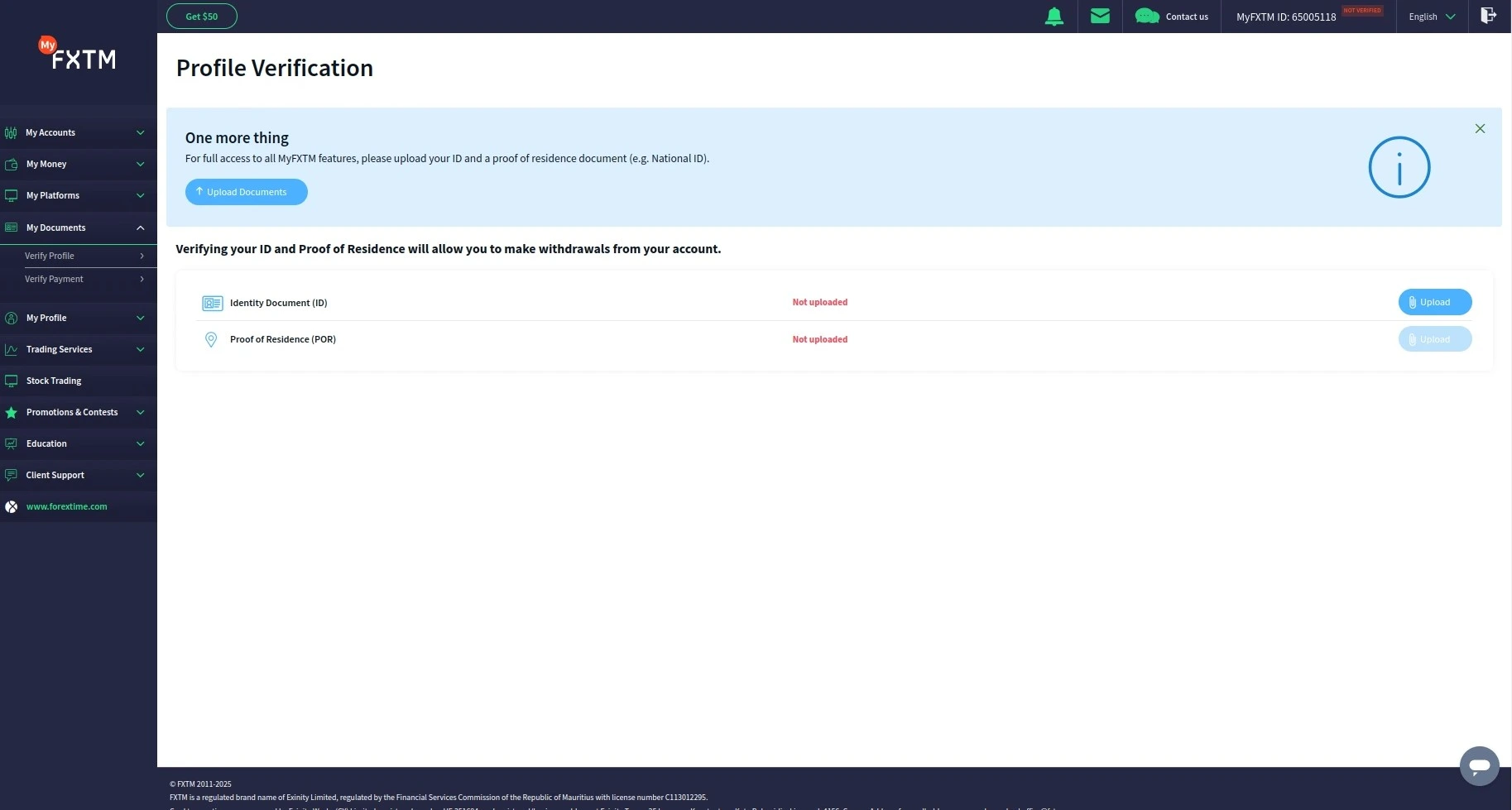 FXTM Registration Step 7