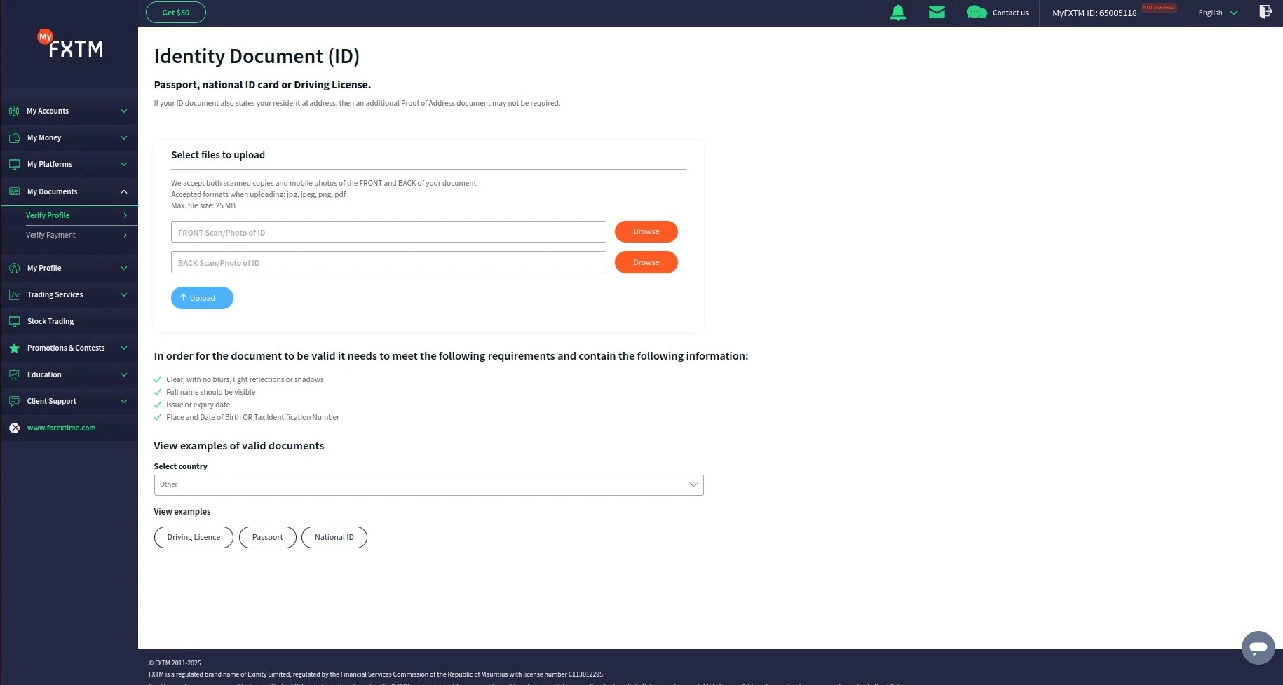 FXTM Registration Step 8