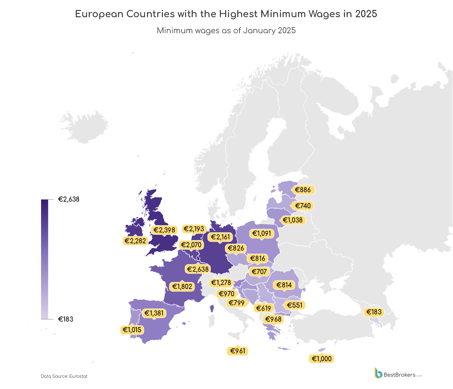 european countries minimum wages
