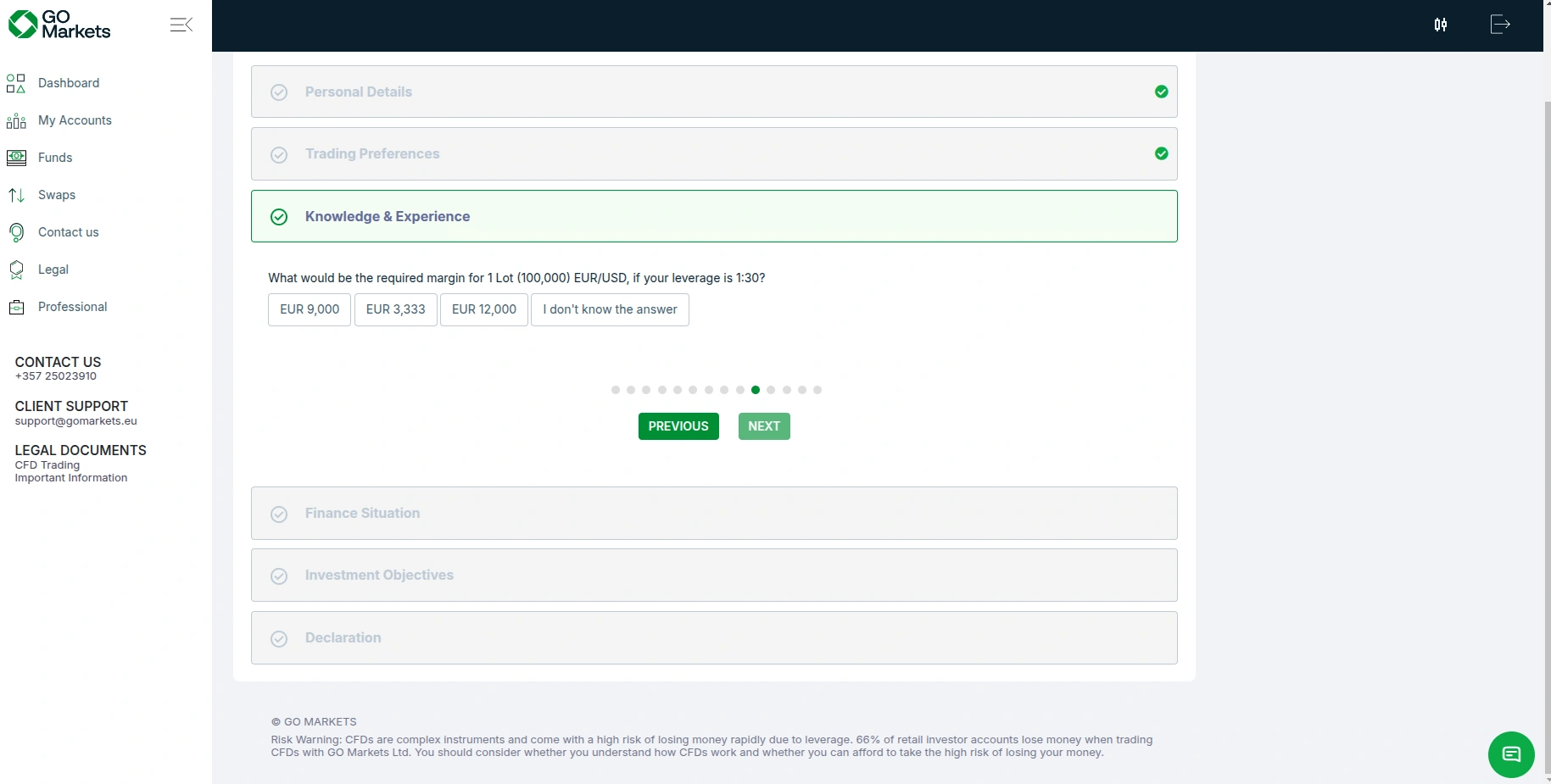 GO Markets Registration Step 5.2