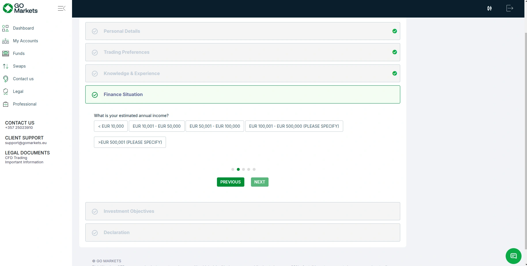GO Markets Registration Step 6