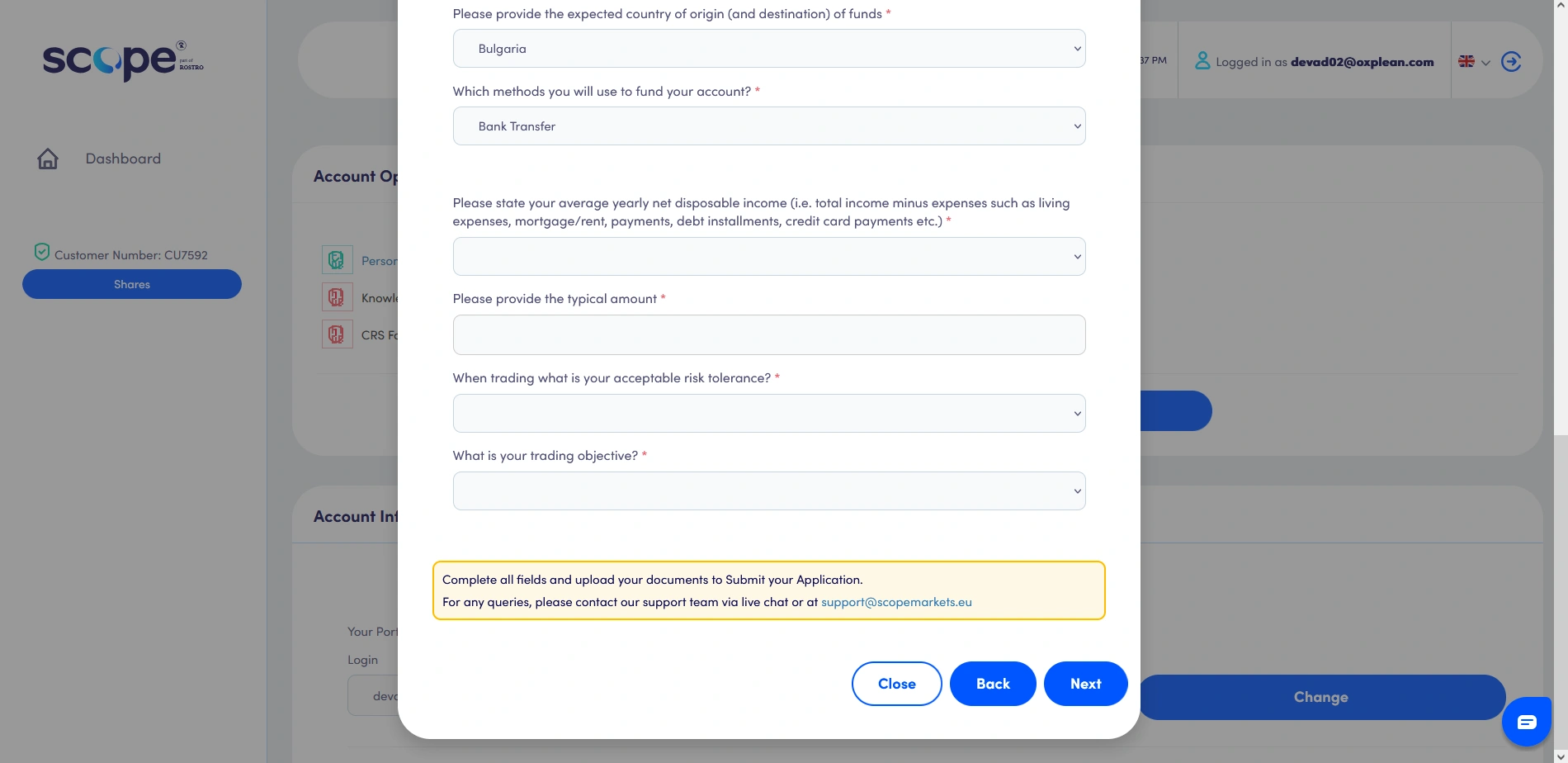Scope Markets Registration Step 6