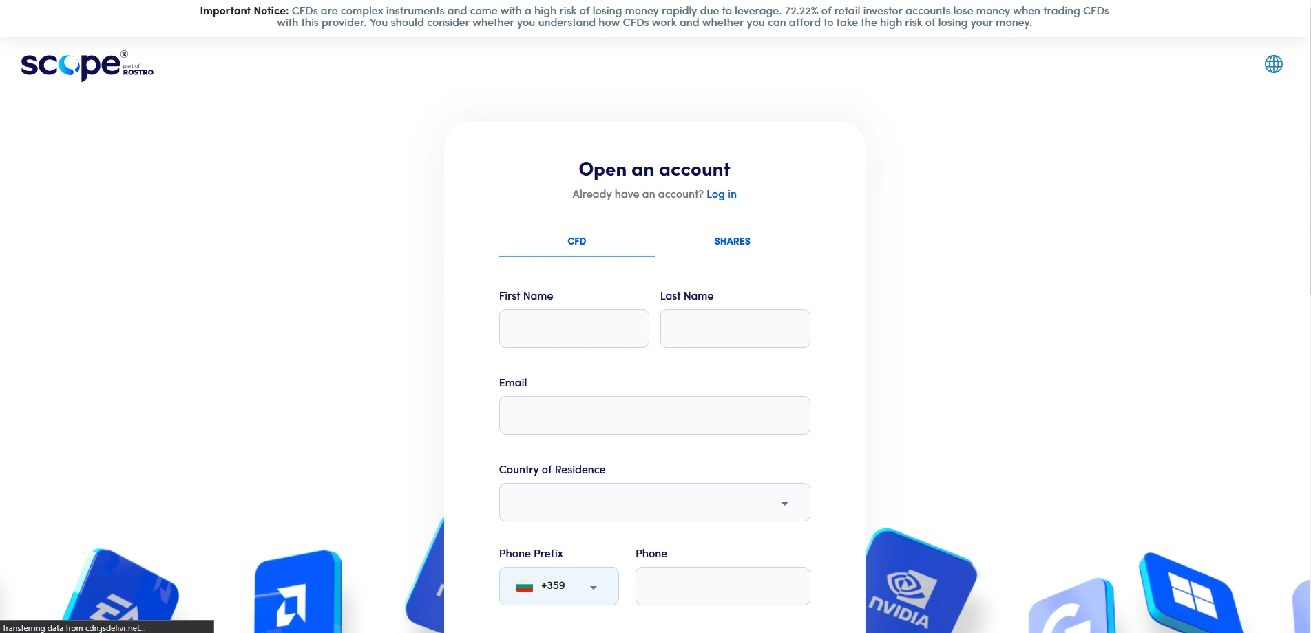 Scope Markets Registration Demo Step 2