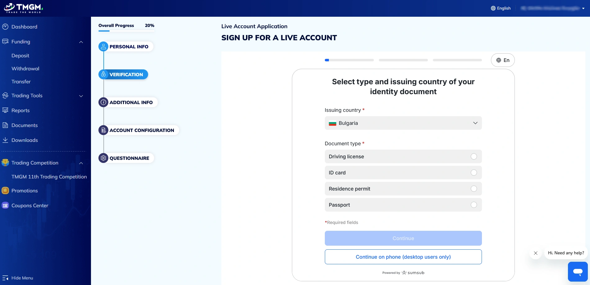 TMGM Live Accounts Registration Step 4