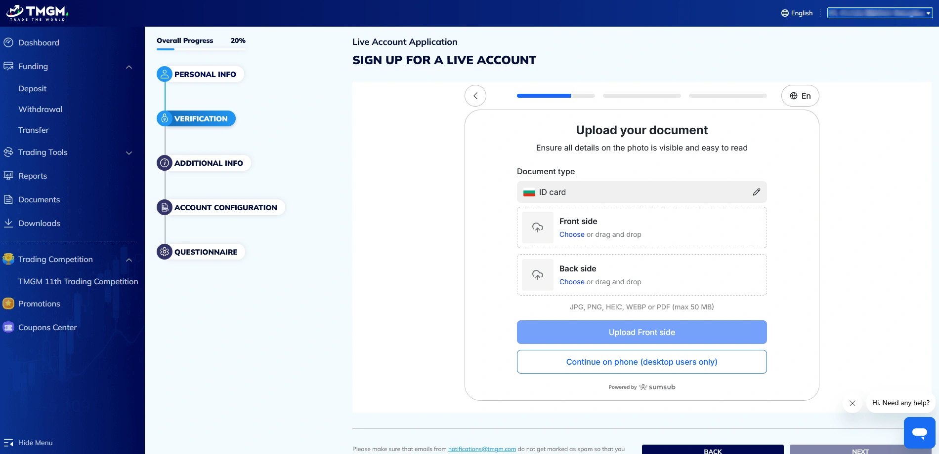 TMGM Live Accounts Registration Step 5