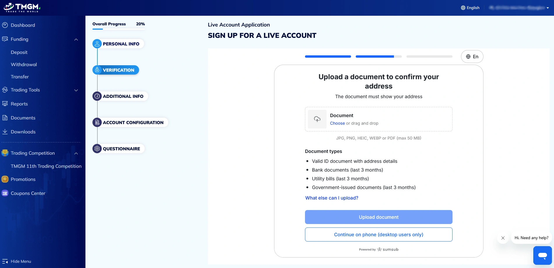 TMGM Live Accounts Registration Step 6