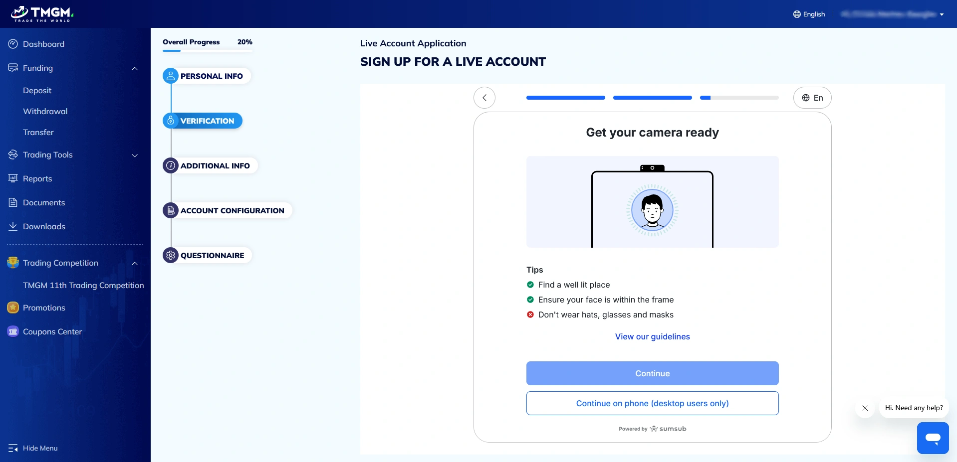 TMGM Live Accounts Registration Step 7