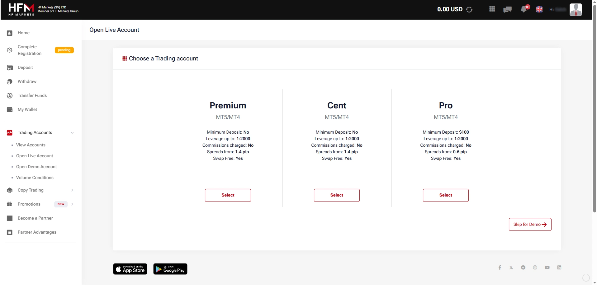 HF Markets Demo Account Registration Step 5