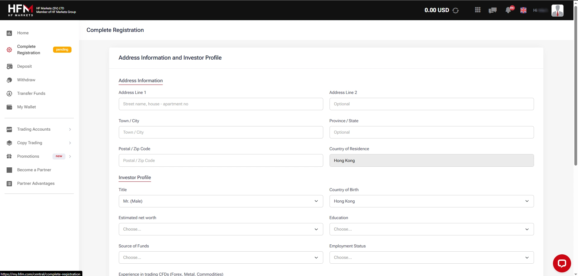 HF Markets Live Accounts Registration Step 7