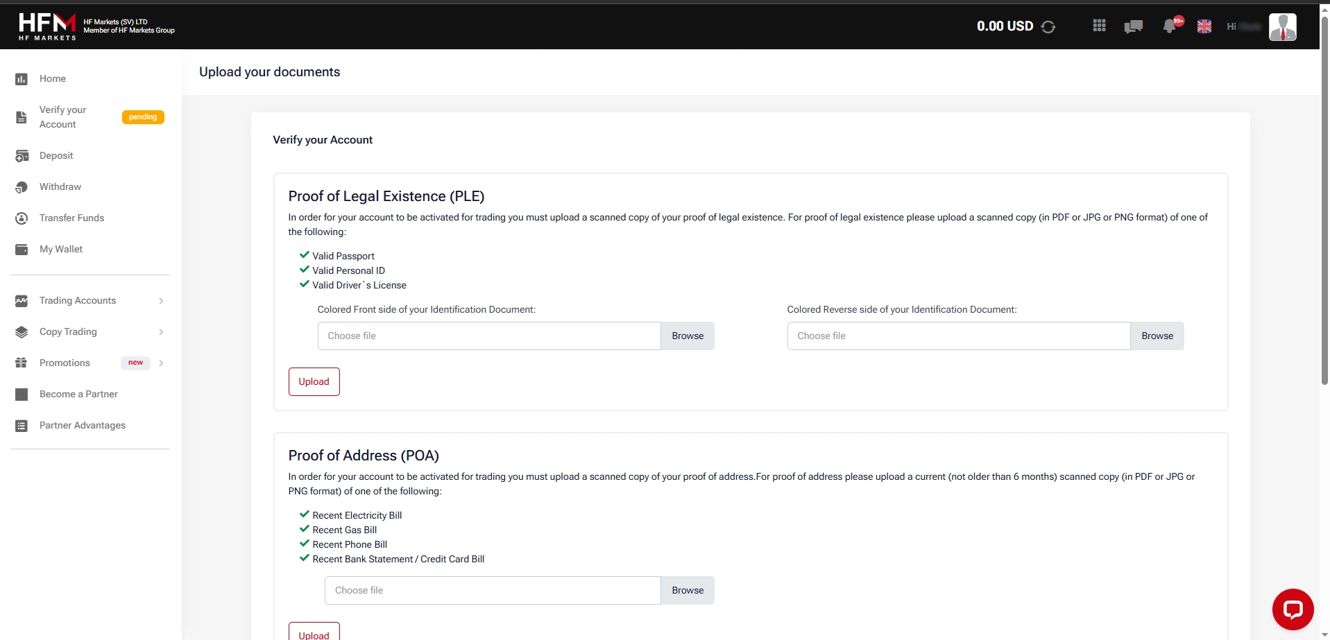 HF Markets Live Accounts Registration Step 9