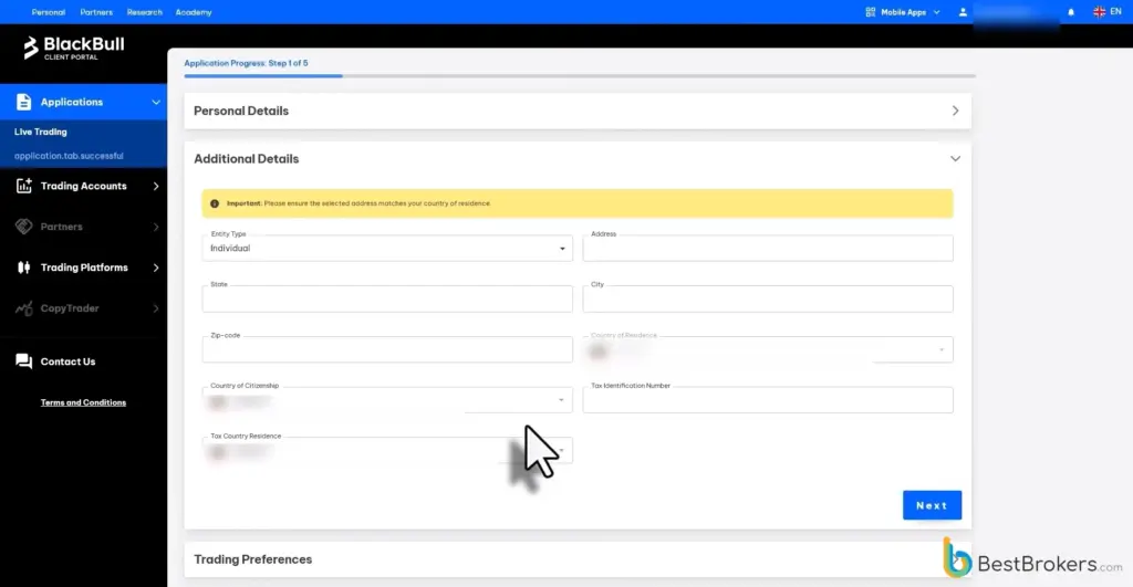 Registratie van een live-rekening bij BlackBull Markets