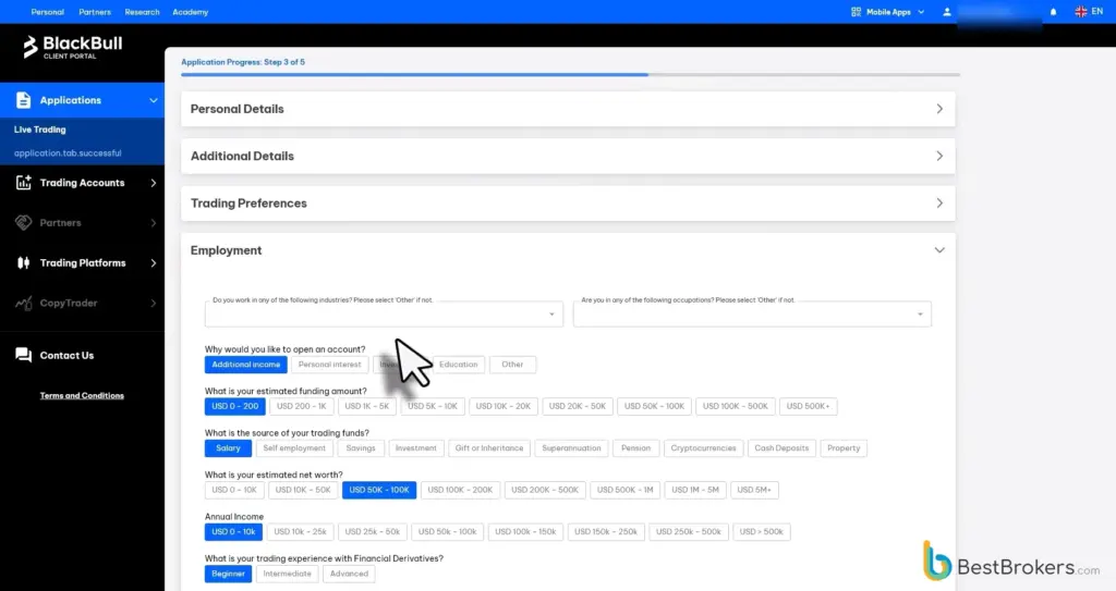 Registratie van een live-rekening bij BlackBull Markets