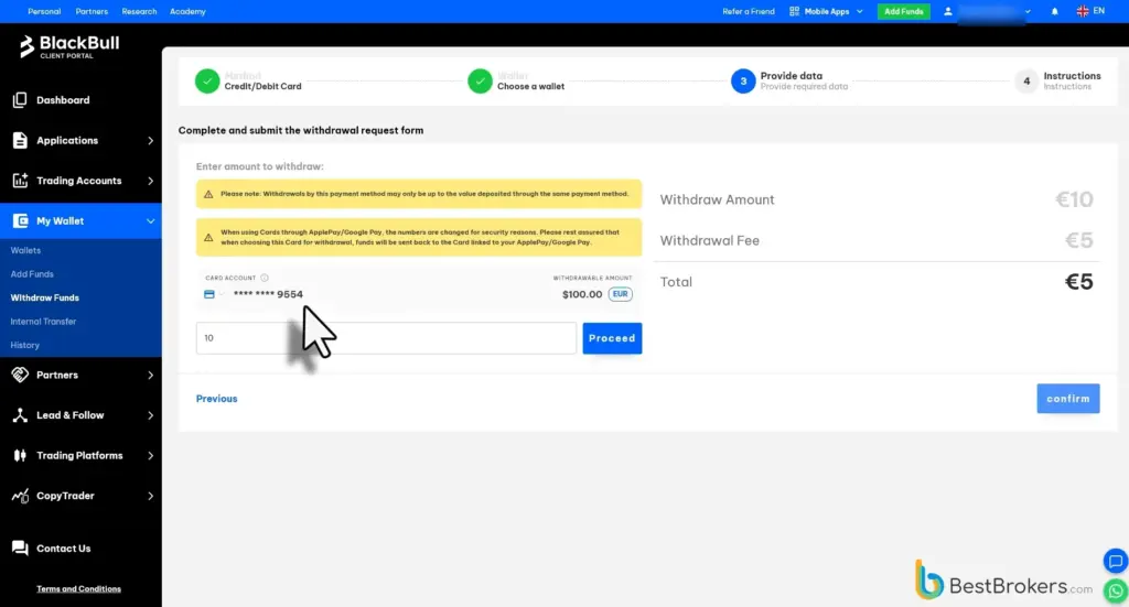 Opnametest bij BlackBull Markets en kosten van €5
