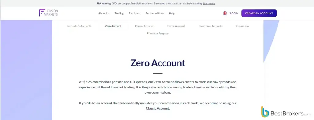 Zero-rekening bij Fusion Markets
