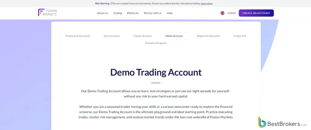 Demorekening bij Fusion Markets